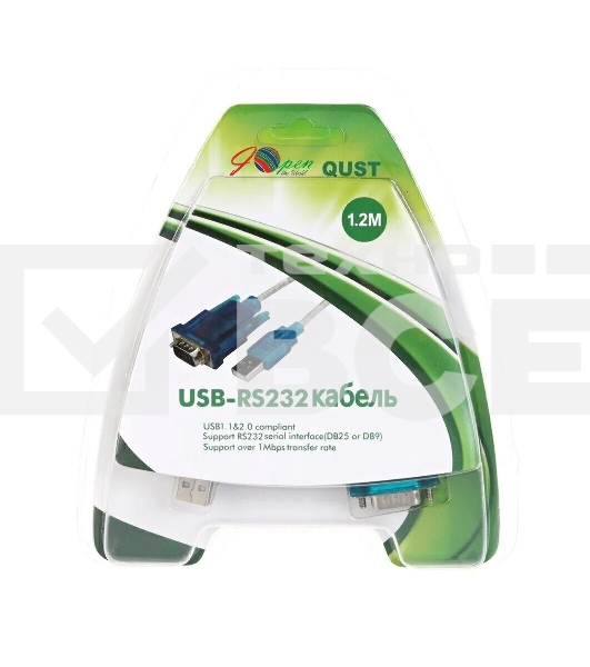 Кабель AM/Com port 9pin 1.2м Aopen/Qust адаптер USB -> RS232, DE9P (добавляет в систему новый COM порт), ACU804