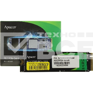 Накопитель SSD Apacer AS2280Q4, 500GB, PCIe 4.0 x4, M.2 2280, NVMe, R/W 4500/2500, с радиатором