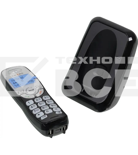 Радиотелефон teXet TX-D6905A черный (громкая связь,телефонная книга на 50 имен и номеров, определитель номера, будильник)