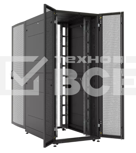 Шкаф серверный ПРОФ напольный 42U (800 1000) двери двойные перф. 2 шт., черный, в сборе