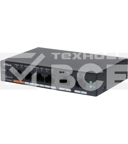 Коммутатор Dahua DH-CS4006-4ET-60 (L2) 4x100Мбит/с 2xКомбо(1000BASE-T/SFP) 30W управляемый