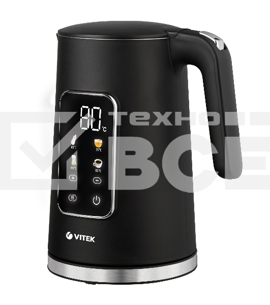 Чайник электрический Vitek VT-1162, 1.7л, 2200Вт, черный, корпус: металл/пластик