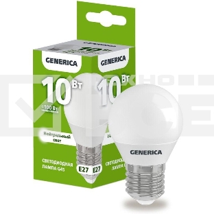 Лампа LED G45 IEK LL-G45-10-230-40-E27-G шар 10Вт 230В 4000К E27 GENERICA
