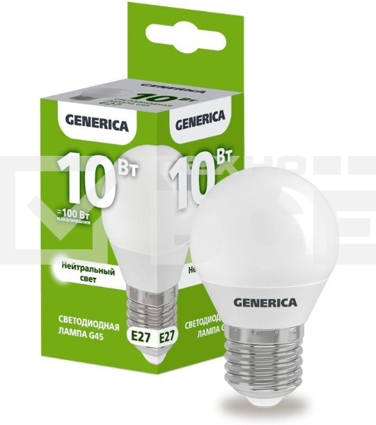Лампа LED G45 IEK LL-G45-10-230-40-E27-G шар 10Вт 230В 4000К E27 GENERICA