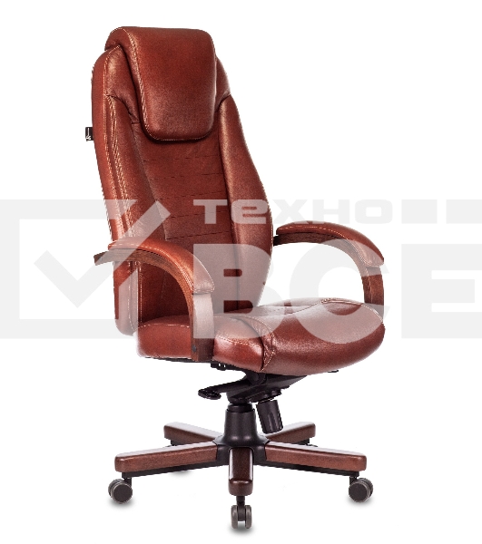 Кресло руководителя Бюрократ T-9923WALNUT светло-коричневый Leather Eichel, кожа, крестовина металл/дерево