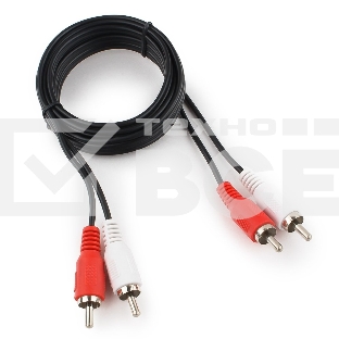 Кабель аудио Cablexpert CCA-2R2R-1.8M-N, 2xRCA/2xRCA, 1.8м, черный, пакет