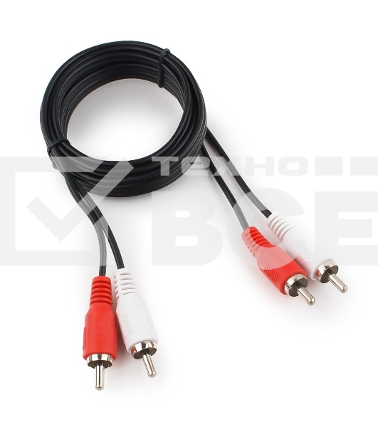 Кабель аудио Cablexpert CCA-2R2R-1.8M-N, 2xRCA/2xRCA, 1.8м, черный, пакет