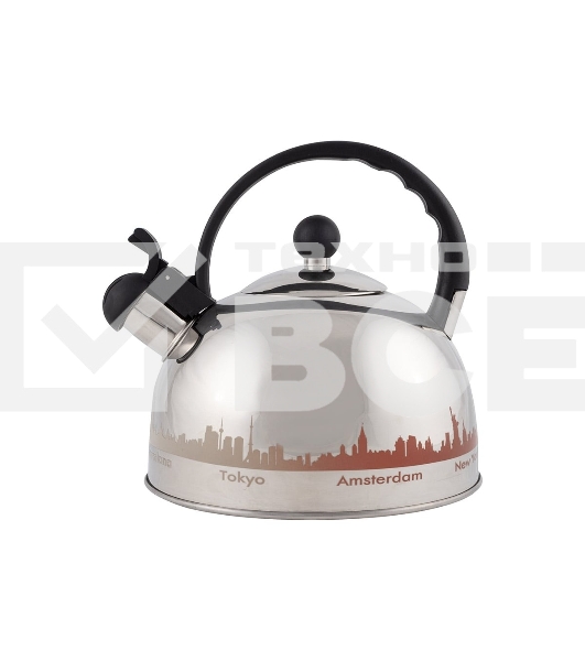 Чайник из нерж. стали Mallony MAL-CITY-01 с рисунком, меняющим цвет (2,8 литра, со свистком, капсульное дно)