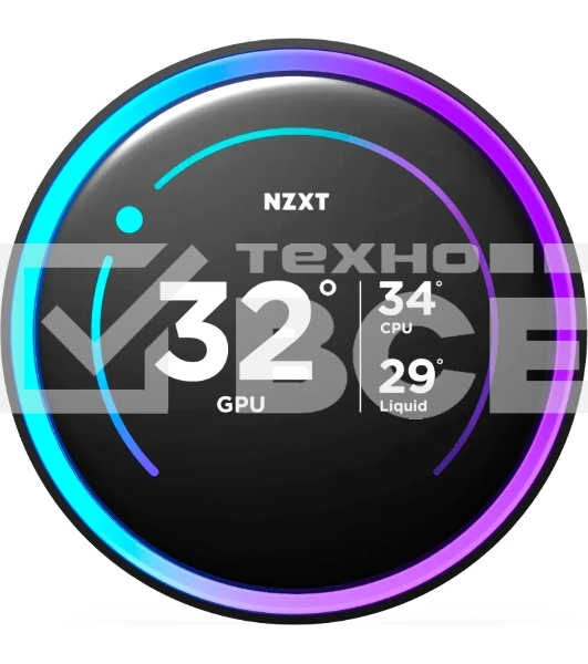 Система жидкостного охлаждения для ПК/Water Cooling System NZXT Kraken Elite 280 RGb (250W, 280мм, LED temp., Black/Fans: 2x140мм, 98.61CFM, 34.5dBA, 2000RPM/Pump height 65мм, 2800RPM, Rad thickness 27мм/S: 1851, 1700, 1200, 115X, AM5, AM4)