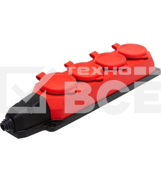 Колодка каучуковая ЭРА с/з 4 гн 16A IP44 красная (7/70/420)