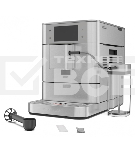 Автоматическая эспрессо-машина KitchenAid 5KES8558ESX, 2.2 л, одновременное приготовление двух чашек, 3 уровня крепости кофе, автоматическая очистка, автоматическая декальцинация, цветной дисплей, сенсорное управление, 40 рецептов, цвет нержавеющая сталь
