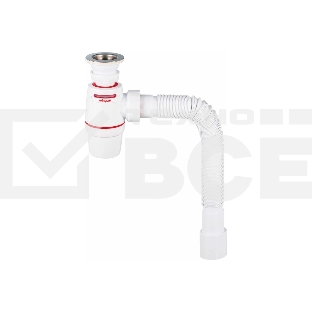 Сифон WIRQUIN NEO AIR SYSTEM с выпуском 1 ¼ х 40 ми гофротрубой L800 мм. 40 х 40/50 мм