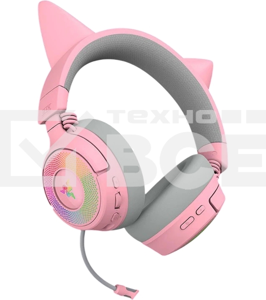 Гарнитура Razer Kraken Kitty V3 Pro Quartz розовый, беспроводная, bluetooth, до 70 ч, подсветка