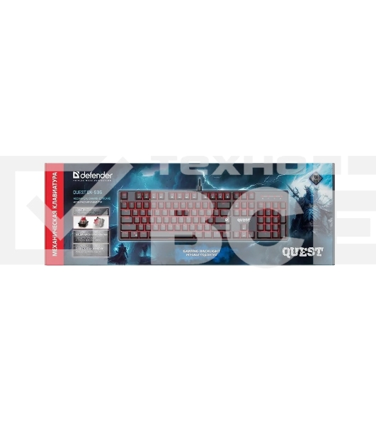 Клавиатура Defender Quest GK-596 RU (45596) проводная, USB, черный