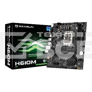Материнская плата Maxsun Maxsun H610M, LGA 1700, Intel H610, 2xDDR4, 1xM.2, 3xSATA, 1xPCIe 4.0 x16, 1xPCIe x1, 1xHDMI, 1xDP, 1xVGA, 1x 1Gb LAN, 4xUSB 2.0, 2xUSB 3.2 Gen 1, 5.1, mATX
