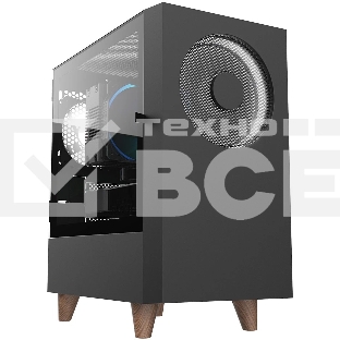 Корпус WIZMAX EM1 Woofer, mATX, mITX черный, Mini-Tower, без БП, TG, 1x160mm + 1x120mm LED, 1xUSB-A 3.0 + 2xUSB-A 2.0