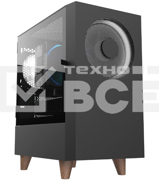 Корпус WIZMAX EM1 Woofer, mATX, mITX черный, Mini-Tower, без БП, TG, 1x160mm + 1x120mm LED, 1xUSB-A 3.0 + 2xUSB-A 2.0
