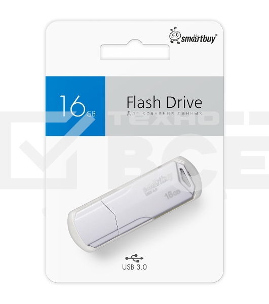 Флешка USB Smartbuy R/W (SB16GbCLU-W3) UFD 3.0/3.1 016Gb CLUE белый