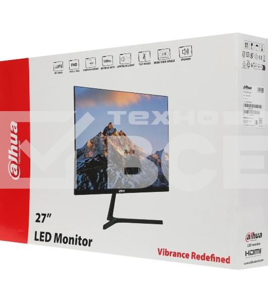 Монитор 27' Dahua DHI-LM27-B201S IPS 1920x1080, 100 Гц, 4 мс, 16:9, 250 кд/м2, 1xHDMI, 1xVGA, черный