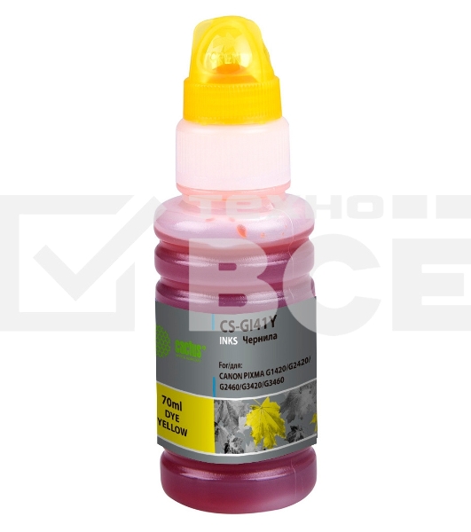 Чернила Cactus CS-GI41Y желтый70мл для Canon PIXMA G1420/G2420/G2460/G3420/G3460