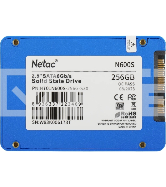 Накопитель SSD Netac N600S, 256GB, SATA III, 2.5