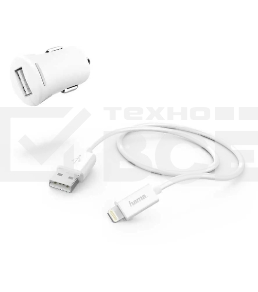 Комплект зарядное устройство Hama H-183266 2.4A для Apple кабель Apple Lightning белый