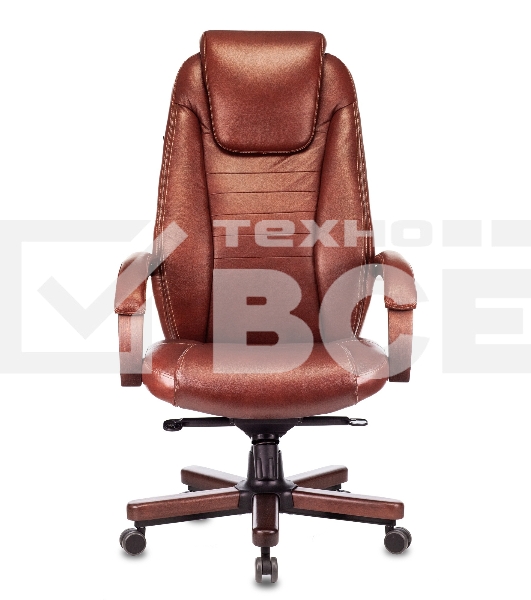 Кресло руководителя Бюрократ T-9923WALNUT светло-коричневый Leather Eichel, кожа, крестовина металл/дерево