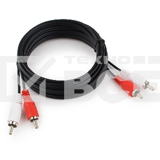 Кабель аудио Cablexpert CCA-2R2R-3M-N, 2xRCA/2xRCA, 3м, черный, пакет