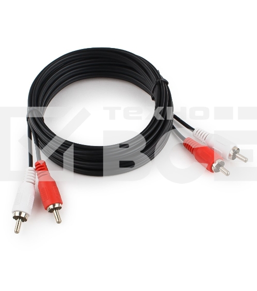 Кабель аудио Cablexpert CCA-2R2R-3M-N, 2xRCA/2xRCA, 3м, черный, пакет