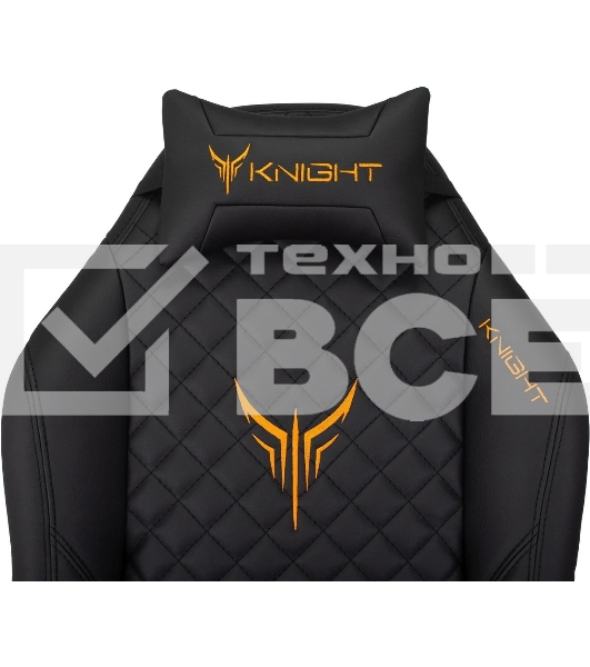 Кресло игровое Knight RAMPART черный, ромбик, эко.кожа, с подголов. крестовина металл