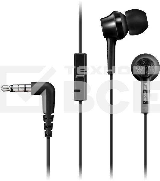 Наушники Panasonic RP-TCM115GCK внутриканальные 10-24000Гц 1.2м 3.5мм 98дБ микрофон, черный