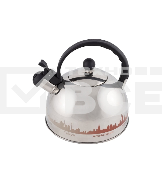 Чайник из нерж. стали Mallony MAL-CITY-01 с рисунком, меняющим цвет (2,8 литра, со свистком, капсульное дно)