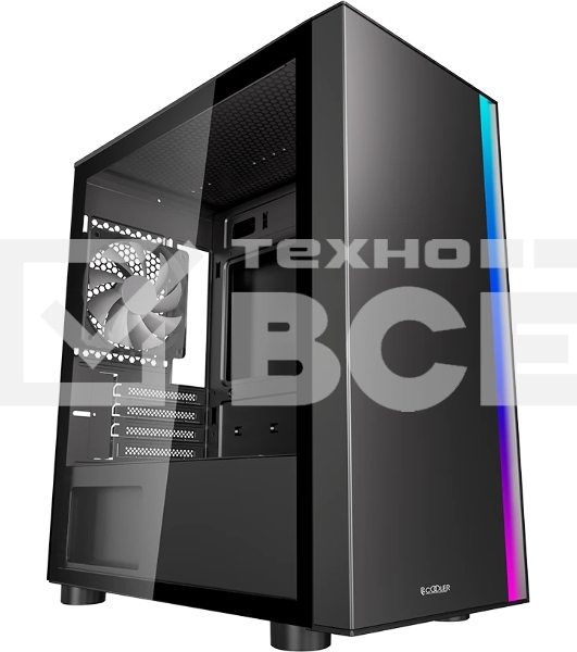 Компьютерный корпус без блока питания PCCOOLER LM300 ARGb BK, Flat Mid Tower, черный, TG, 0.45 SPCC, 1x120мм mATX, mITX 170/330/150мм 2x2.5