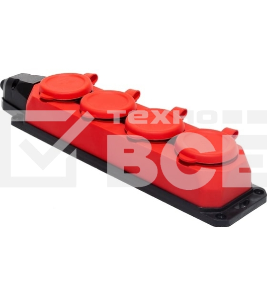 Колодка каучуковая ЭРА с/з 4 гн 16A IP44 красная (7/70/420)