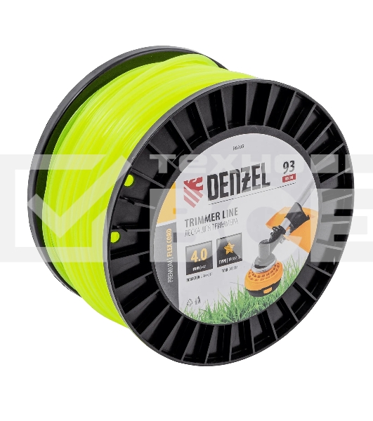 Леска для триммера Denzel звезда, 4,0мм х 93м, на DIN катушке FLEX CORD