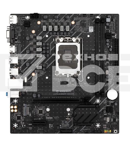 Материнская плата Maxsun Maxsun H610M, LGA 1700, Intel H610, 2xDDR4, 1xM.2, 3xSATA, 1xPCIe 4.0 x16, 1xPCIe x1, 1xHDMI, 1xDP, 1xVGA, 1x 1Gb LAN, 4xUSB 2.0, 2xUSB 3.2 Gen 1, 5.1, mATX