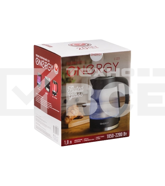 Чайник электрический Energy E-223 1.8л, рифленое стекло, черный