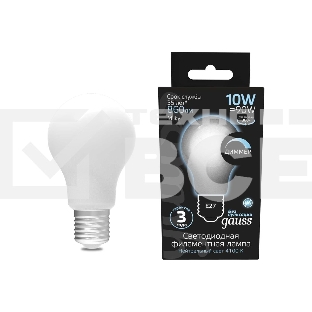 Лампа светодиодная Gauss Filament A60 E27 10Вт 4100К OPAL диммир