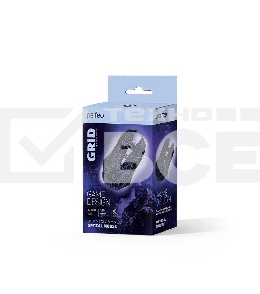 Мышь проводная оптическая Perfeo GRID, 4 кн, USB, черный, GAME DESIGN, 7 цв. подсветка, 800-1600 DPI PF_A4800