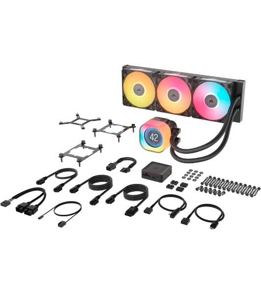 Система жидкостного охлаждения Corsair iCUE LINK TITAN 360 RX LCD (360мм, черный, RGb/ Fans: 3x120мм, 73.5CFM, 36dBA, 2100RPM/ S: 1851, 1700, AM5, AM4)