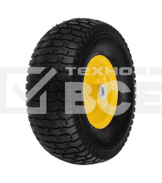 Колесо пневматическое Denzel 15/6.00-6, D 370 мм, подш. внут. диам. 16 мм, длина оси 100 мм