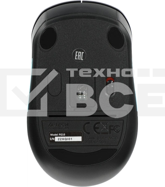 Мышь беспроводная A4Tech Fstyler FG10 черный/синий, 2000 dpi, радиоканал, USB, кнопки - 4