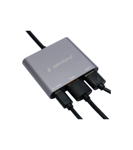Док-станция Gembird UHB-D2, USB Type-C, USB Type-C PD100W, HDMI, USB Type-C
