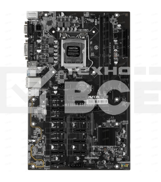 Материнская плата AFOX AFB250-BTC12EX, LGA 1151, Intel B250, 2xDDR4, 4xSATA, 1xPCIe 3.0 x16, 11xPCIe x1, 1xDVI-D, 1xVGA, 1x 100Mb LAN, 2xUSB-A 2.0, 2xUSB-A 3.2 Gen 1, ATX