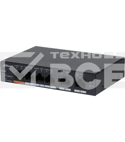 Коммутатор Dahua DH-CS4006-4GT-60 (L2) 4x1Гбит/с 2xКомбо(1000BASE-T/SFP) 60W управляемый
