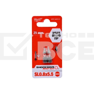 Бита Milwaukee Shockwave SL0.8x5.5 25мм 2шт (4932430902)