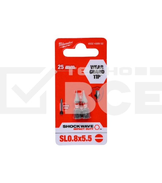 Бита Milwaukee Shockwave SL0.8x5.5 25мм 2шт (4932430902)