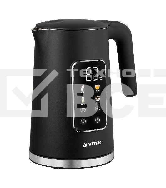 Чайник электрический Vitek VT-1162, 1.7л, 2200Вт, черный, корпус: металл/пластик