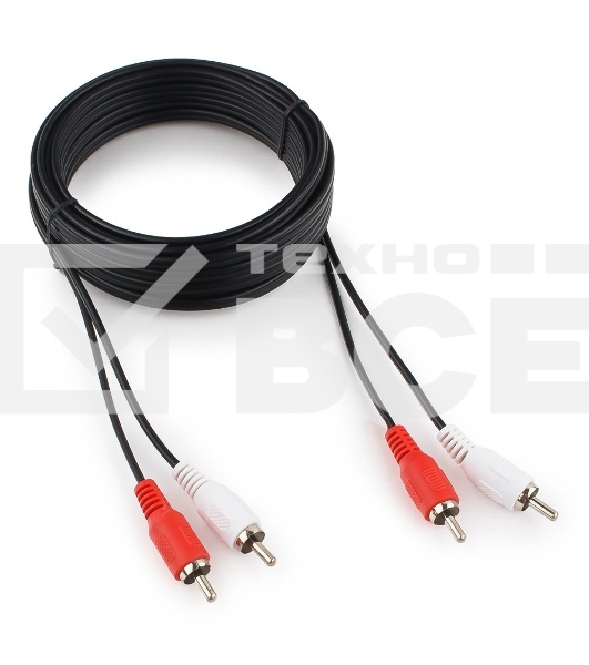 Кабель аудио Cablexpert CCA-2R2R-5M-N, 2xRCA/2xRCA, 5м, черный, пакет