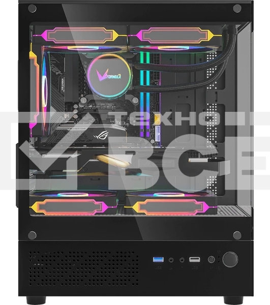 Компьютерный корпус AeroCool/Formula Crystal Z1CM черный без БП mATX 5x120мм 1xUSB3.0 audio bott PSU